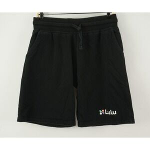 Lulu x Meta Mens Large x 10" Black Knit Big Logo Fleece Lined Sweat Shorts
